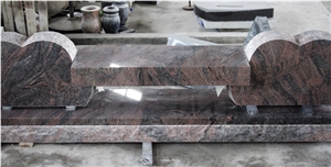 Paradiso Granite Double Hearts Bench Monument & Tombstone