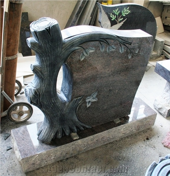 Paradiso Polished Tree Carving Tombstone & Monument