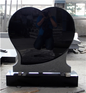 Shanxi Black Granite Polished Heart Monument & Tombstone