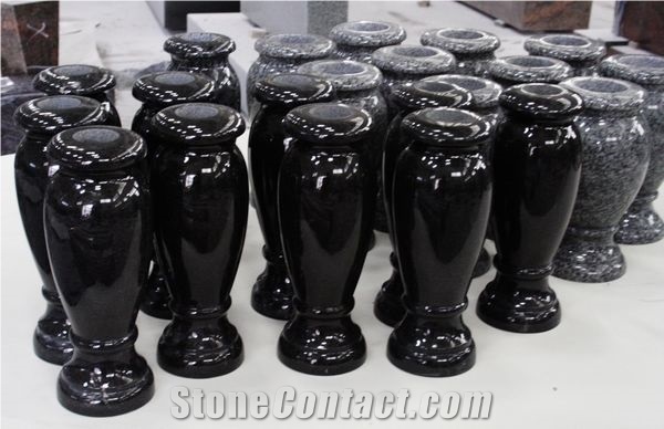 Shanxi Black Granite Polished Monumental Vases