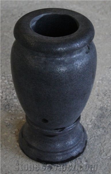 Shanxi Black Honed Round Monumental Vase