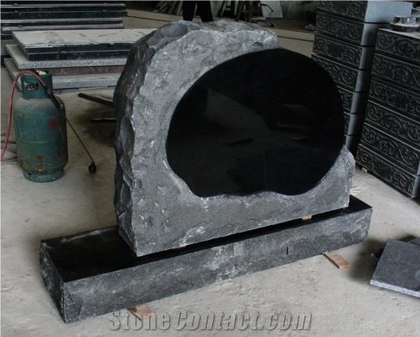 Shanxi Black Polished American Boulder Tombstone & Monument
