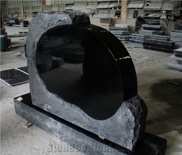 Shanxi Black Polished American Boulder Tombstone & Monument