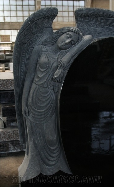 Shanxi Black Polished Angel Tombstone & Monument