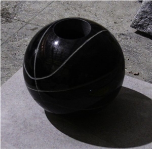 Shanxi Black Polished Basketball Design Cemetery Vase