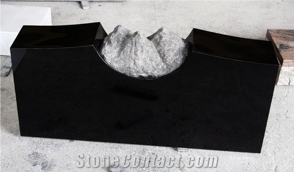 Shanxi Black Polished Mountains Tombstone & Monument