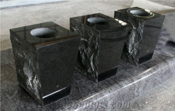 Shanxi Black Polished Square Monumental Vases