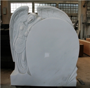 Sichuan White Marble Polished Angel Tombstone & Monument