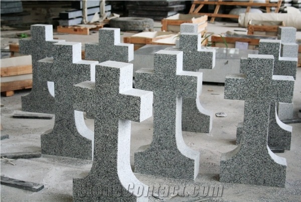 Sierra Gray G603 Polished Cross Tombstone & Monument