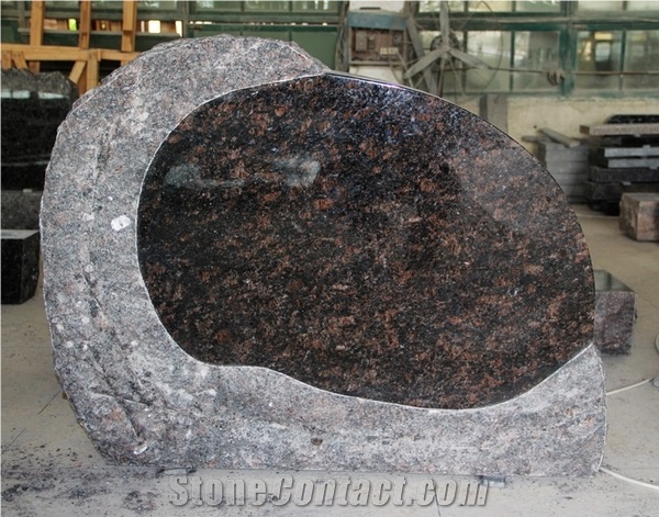 Tan Brown Boulder Polished American Monument & Tombstone
