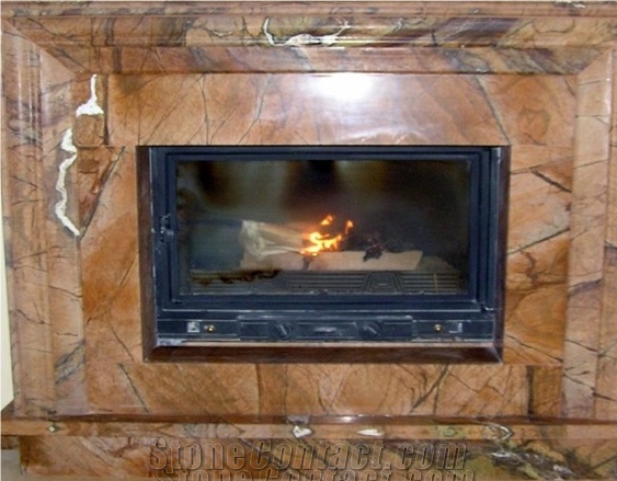 Brown Marble Fireplace,China Brown Hand Craved Marble Fireplace Insert,Western Style Sculptured Fireplace