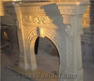 Cream Marfil Marble Fireplace