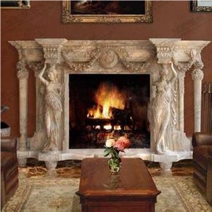 Cream Travertine Fireplace