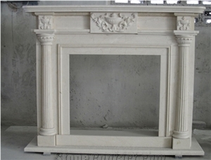 Crema Marfil Marble Fireplace,Spain Beige Marble Fireplace Insert,Western Style Hand Craved Fireplace Mentel