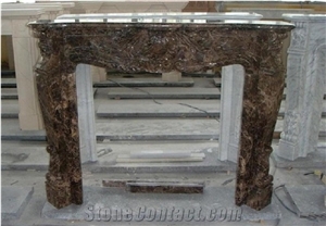 Emperador Dark Marble Fireplace,Decorative Carved Dark Emperador Marble Fireplace Insert,Brown Marble Fireplace Mentel