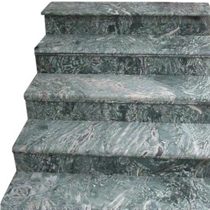 Green Wave China Granite Stairs & Steps,Ocean Green Granite Stairs,Sea Wave Green Granite Staircase