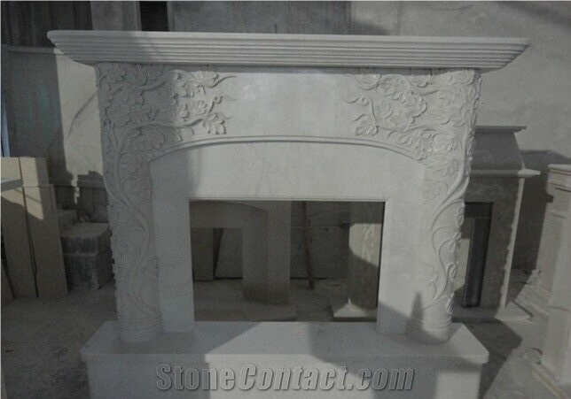 Guangxi White Marble Fireplace
