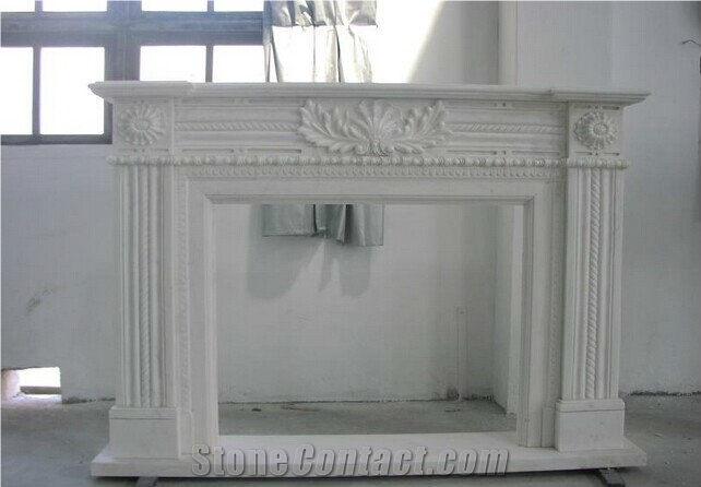 Natural Indoor Carved Ariston Marble Fireplace