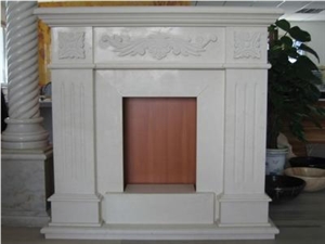 Natural Moca Cream Marble Fireplace for Sale