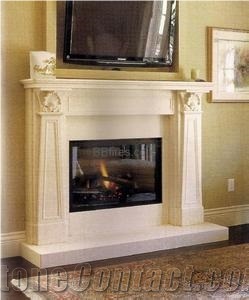Natural Moca Cream Marble Fireplace for Sale
