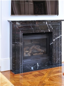 Nero Marquina Marble Fireplace,Black Marquina Marble Fireplace Insert,Beautiful Hand Craved Black Marble Fireplace Mentel