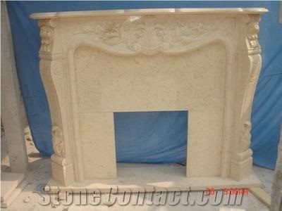 New Beige Marble Interior Fireplace