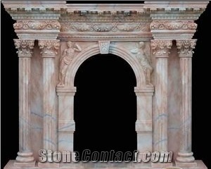 Red Marble Fireplace,Hand Carved Fireplace European & North American Styles,China Red Marble Fireplace Insert
