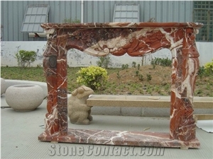 Red Marble Fireplace,Hand Carved Fireplace European & North American Styles,China Red Marble Fireplace Insert