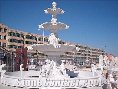 White Marble Hand Carved Fountain,Garden Fountain, Beautiful Exterior Fountain