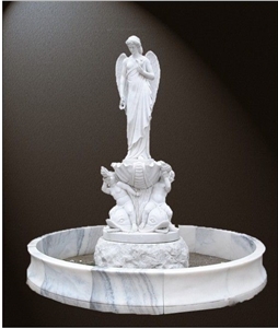 White Marble Hand Carved Fountain,Garden Fountain, Beautiful Exterior Fountain