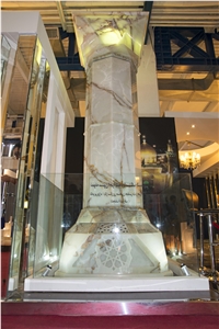 White Onyx Natural Stone Column