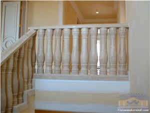 Antigua Limestone Honed Filled Staircase Balustrades