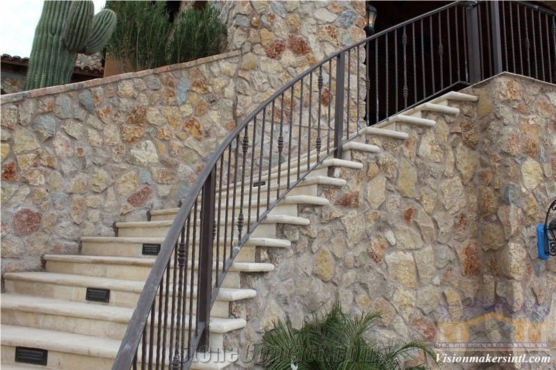 Lima Branco Limestone Stairs, Honed Steps