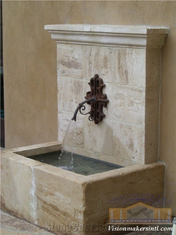 Texas Cream Limestone Wall Mounted Fountain