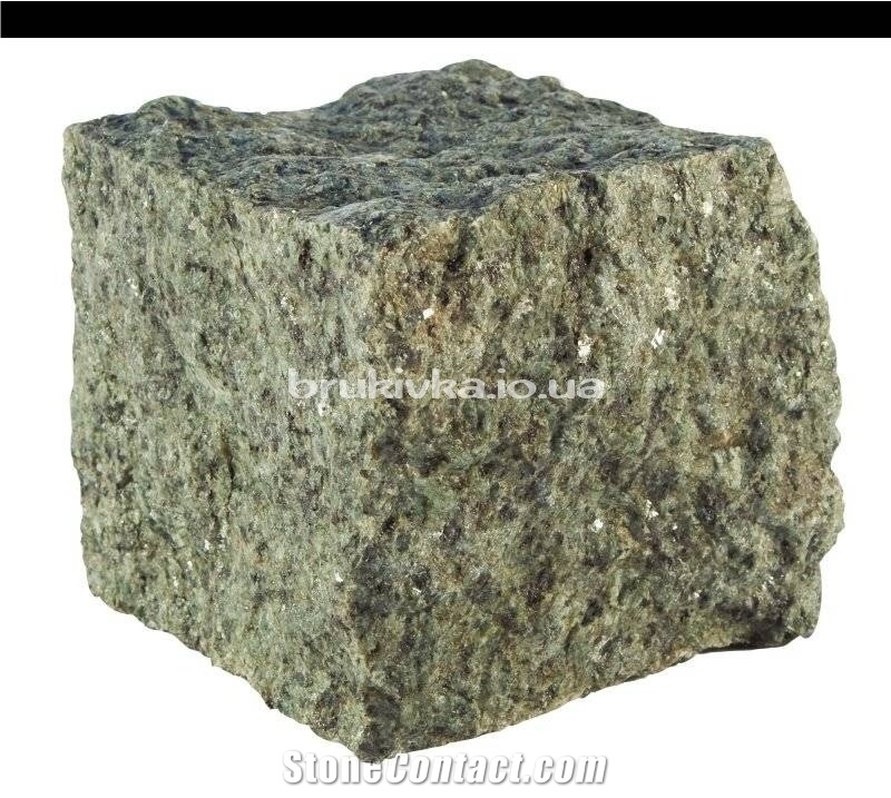 Green Rogovka All Sides Split Setts, Rogovsky Green Granite Cube Stone & Pavers