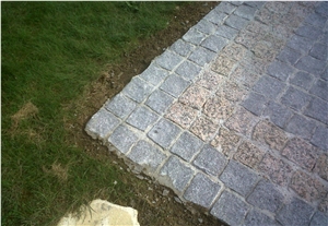 Granite Paving Laying, Paving Cobbles, Curbs and Pool Decks, Coup Du Soleil Grey Granite Cube Stone & Pavers