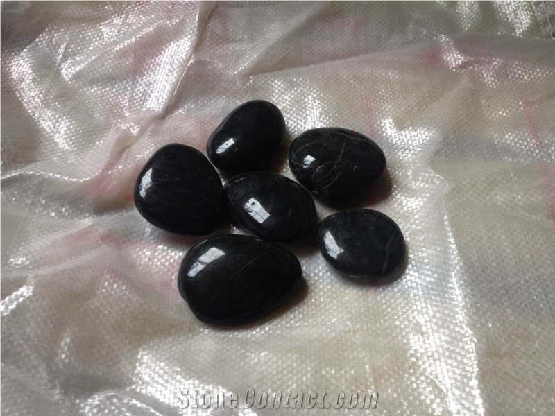 Polished Black Color Natural Pebble Stone,River Stone,Gravels