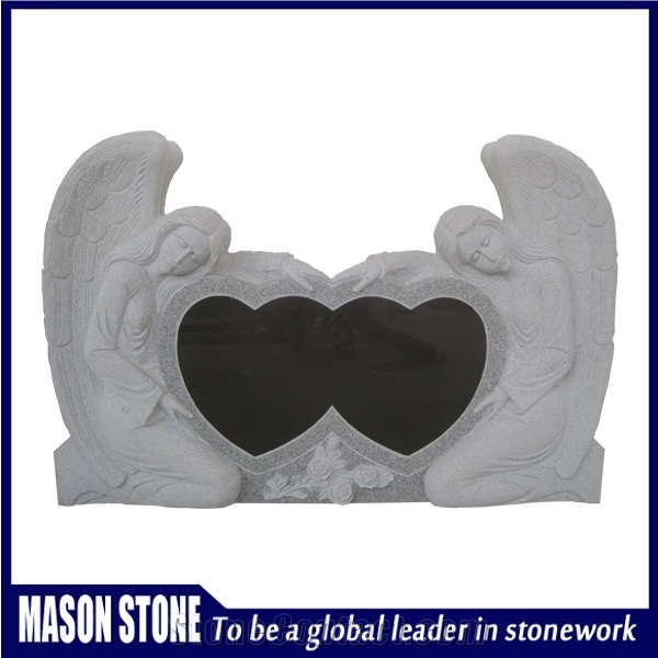 Amerian Double Angel with Heart Tombstone & Monument