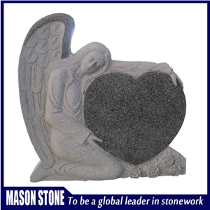Granite Angel with Heart Tombstone,Angel Monuments