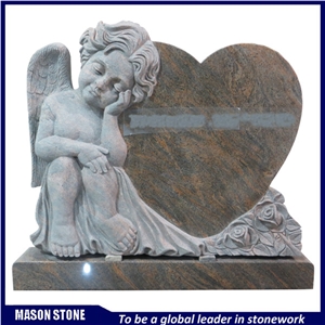 Granite Carving Tombstone,Angel & Heart Monuments