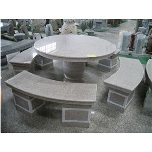 Granite Garden Table and Bench