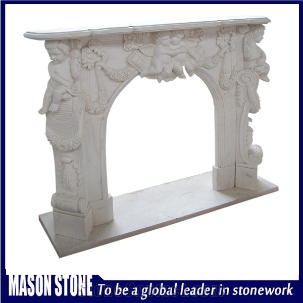 White Marble Fireplace,Europe Cupid Fireplace