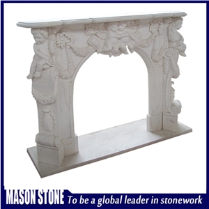 White Marble Fireplace,Europe Cupid Fireplace
