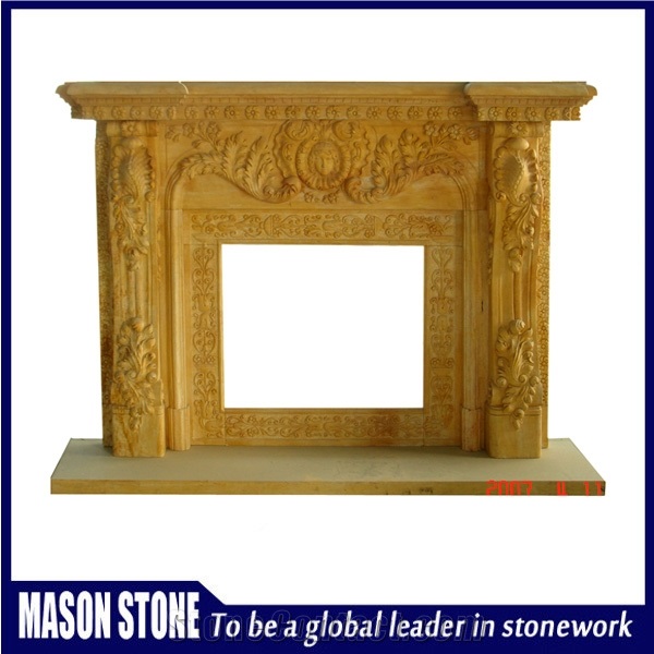 Yellow Marble Fireplace,Europe Style Fireplace
