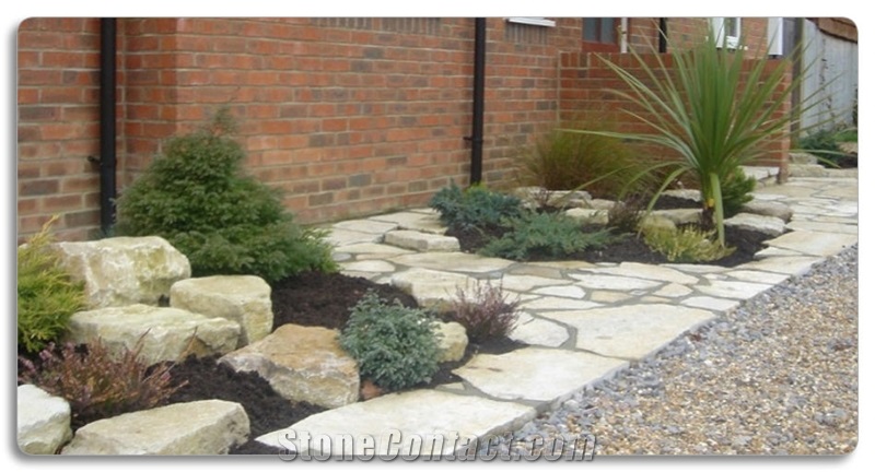 Purbeck Stone Crazy Paving Flagstone Courtyard