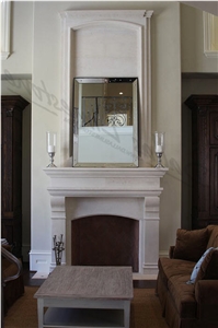 Lueders Limestone Tall Modern Fireplace
