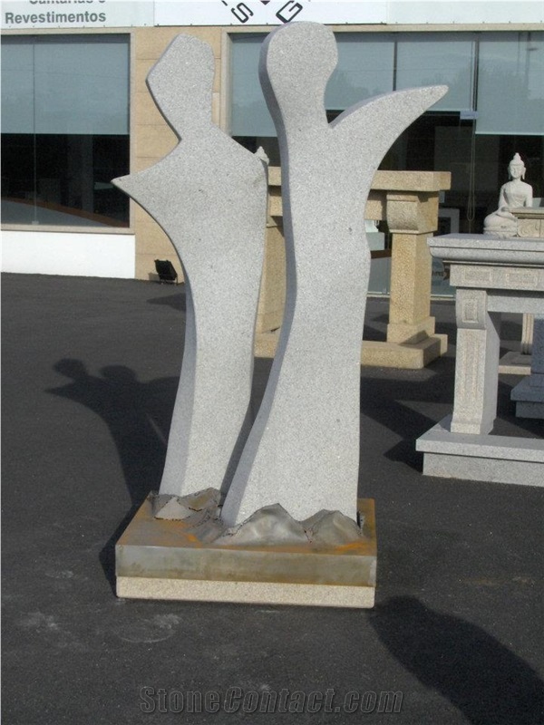 Abstract Sculpture, Barrocal Grey Granite Sculpture & Statue