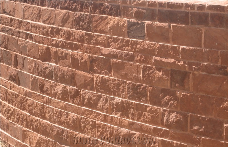 Texas Red Sandstone Sonoma Cut Chopped, Split, Wall Tiles