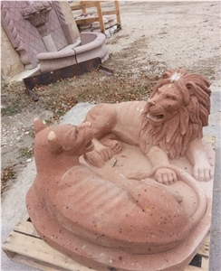 Pinon Cafe Cantera Stone Lion Sculpture