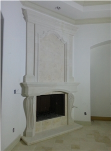 Riviera Beige Limestone Fireplace
